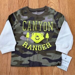 Carter's Baby Boys Canyon Ranger Camo Shirt - Green and Yellow - Size 12 Months
